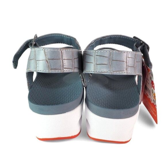 Muk Luks Roller Skate Plat for Croc Print Strappy Sandals Dusty Blue Women's 8 - Picture 5 of 11